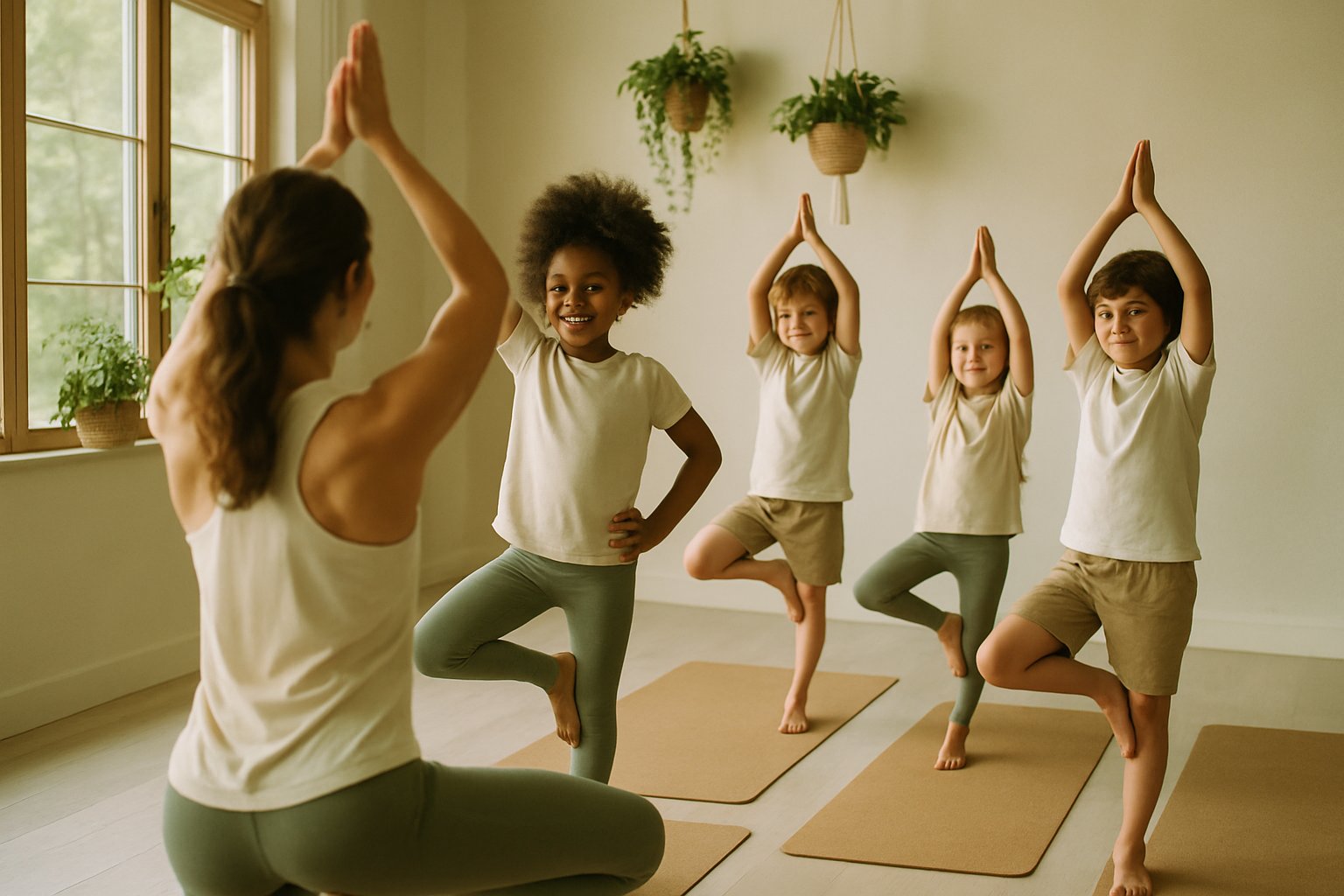 Children doing yoga poses