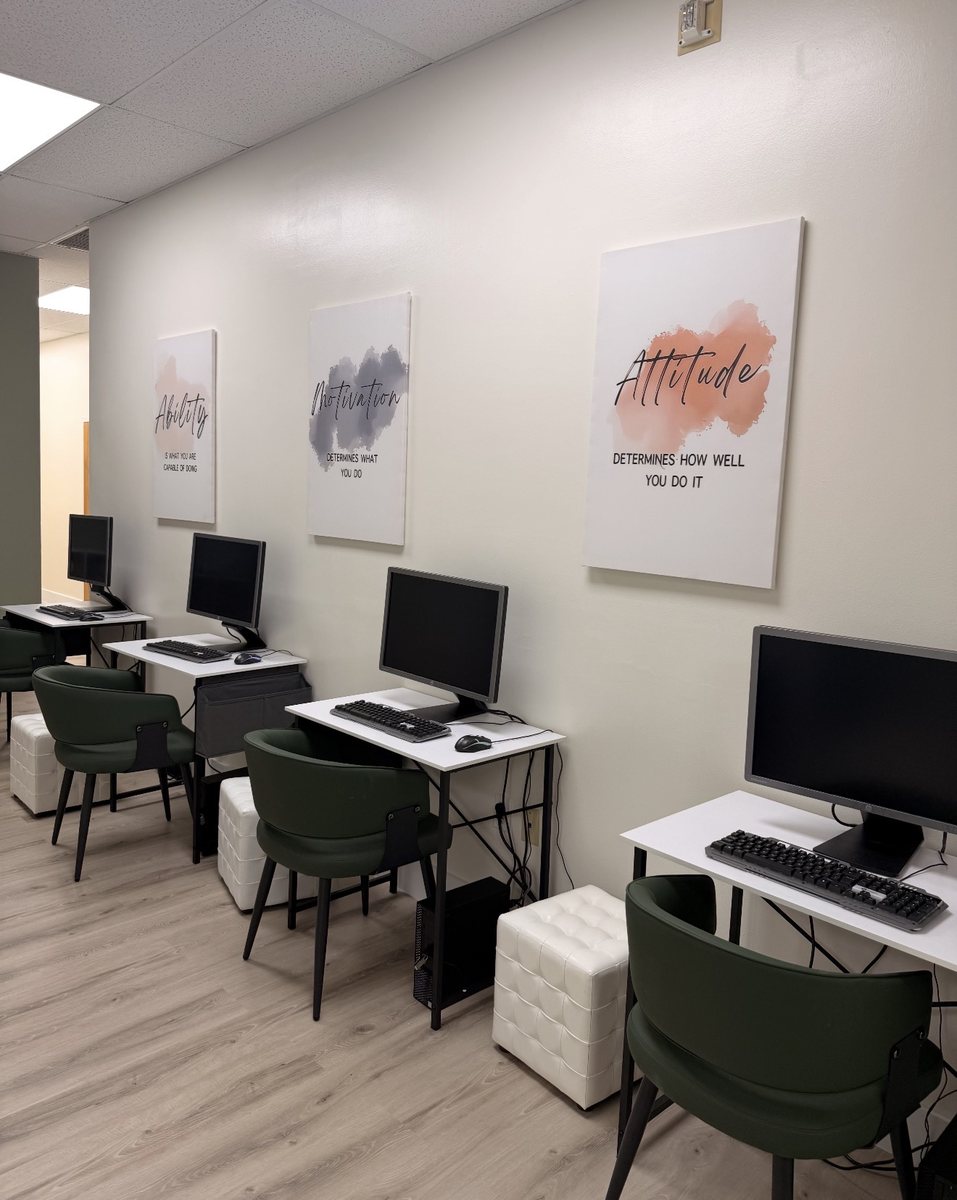 Computer learning stations at the Micro School